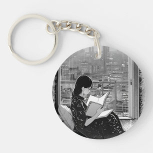 Sereniteit in de stad: Boek Lover's Sleutelhanger