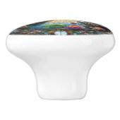 Sereniteit in de Tuin Een Bankje Onder Bloemen Keramische Knop (Zijkant)