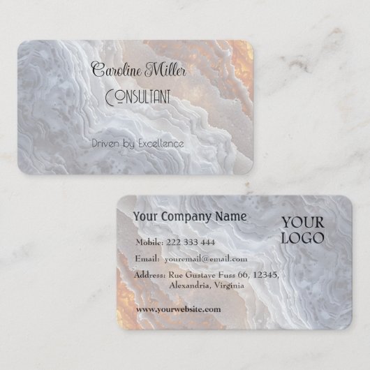 Sereniteit in grijs Abstracte vloeiende vormen Visitekaartje (Voorkant / Achterkant)