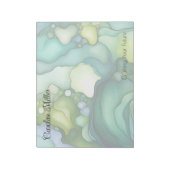 Sereniteit in groene Abstracte vloeiende vormen Notitieblok (Linkerzijde)