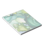 Sereniteit in groene Abstracte vloeiende vormen Notitieblok (Schuin)