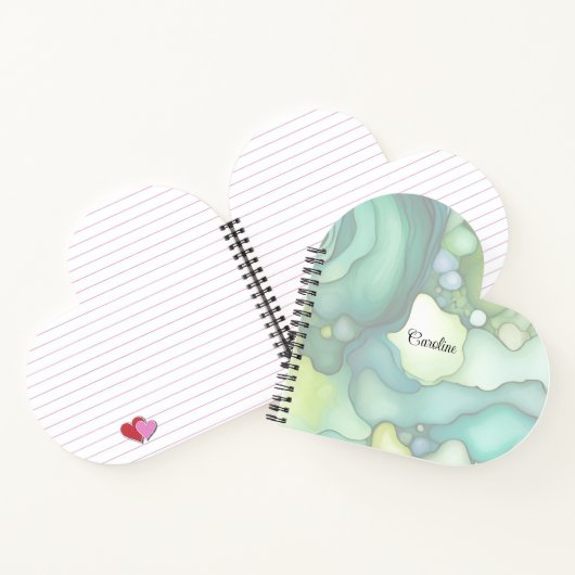 Sereniteit in groene Abstracte vloeiende vormen Notitieboek (Binnen)