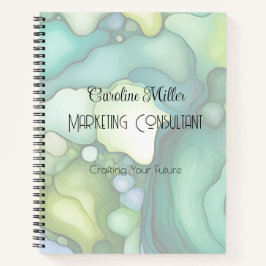 Sereniteit in groene Abstracte vloeiende vormen Notitieboek