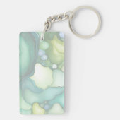 Sereniteit in groene Abstracte vloeiende vormen Sleutelhanger (achterkant)