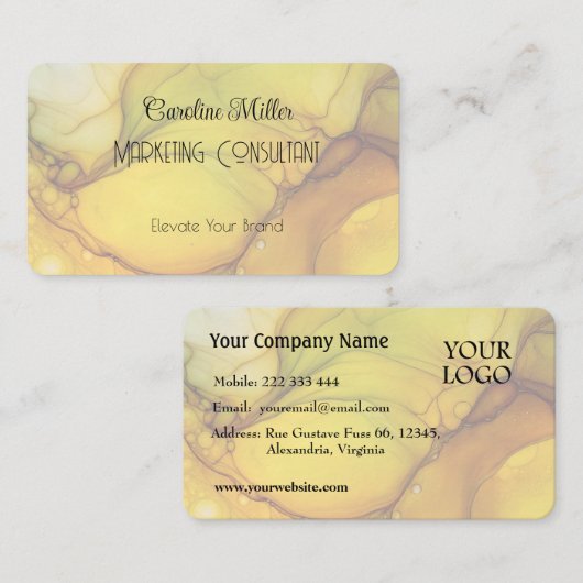 Sereniteit in groene Abstracte vloeiende vormen Visitekaartje (Voorkant / Achterkant)