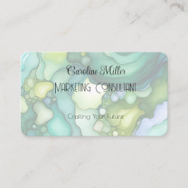 Sereniteit in groene Abstracte vloeiende vormen Visitekaartje