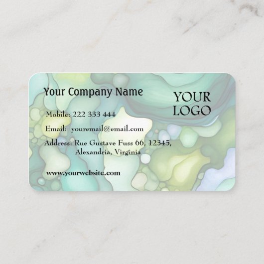 Sereniteit in groene Abstracte vloeiende vormen Visitekaartje (Achterkant)