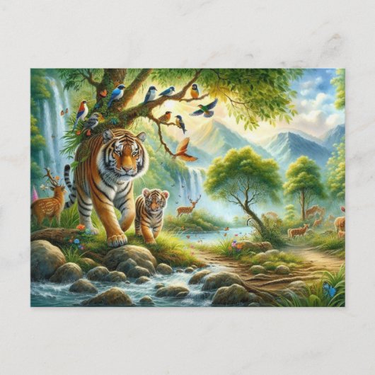 Sereniteit in het Enchanted Forest schilderij Briefkaart (Voorkant)