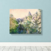 sereniteit in het landschap van de bergdenbomen in canvas afdruk (Insitu (Houten vloer))