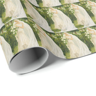 Sereniteit in ivoor: een bruid in een tuin cadeaupapier