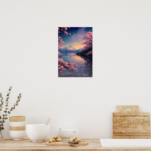 Sereniteit in Mountain's Embrace Poster (Keuken)