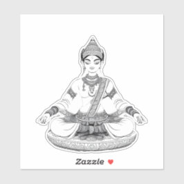 Sereniteit in symmetrie: goddelijke Indiase medita Sticker