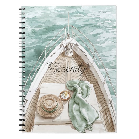 Sereniteit Kalme Oceaan Boot Notitieboek (Voorkant)