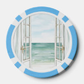 Sereniteit Kalme Oceaan Boot Poker Chips (Achterkant)