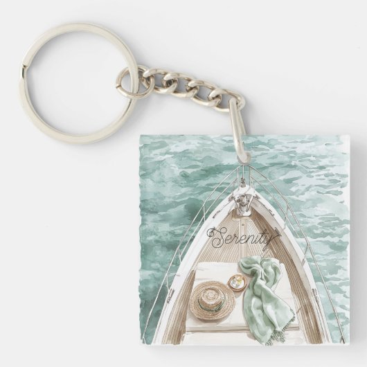 Sereniteit Kalme Oceaan Boot Sleutelhanger (Voorkant)