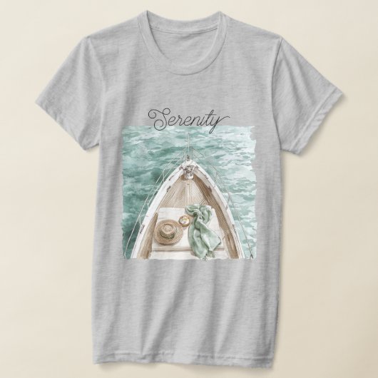 Sereniteit Kalme Oceaan Boot T-shirt (Laagn)