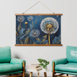 Sereniteit met paardenbloemen in Nightsky AI Art Hangend Wandkleed