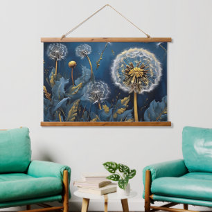 Sereniteit met paardenbloemen in Nightsky AI Art Hangend Wandkleed