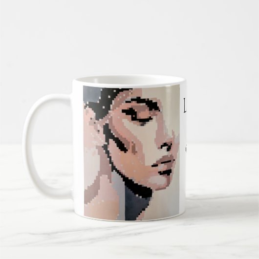 Sereniteit Moderne portret Neutre Pixel Art Koffiemok (Links)