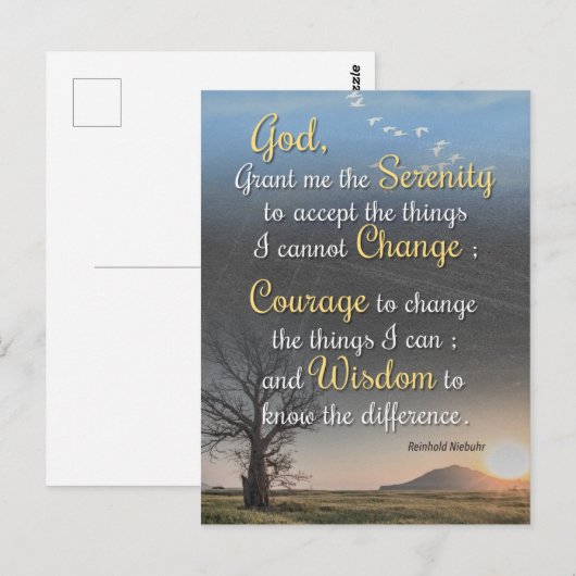 Sereniteit, moed en wijsheid briefkaart (Voorkant / Achterkant)