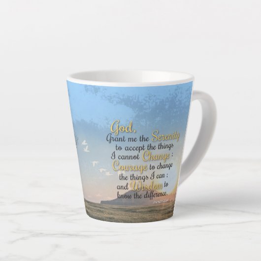 Sereniteit, moed en wijsheid latte mok (Rechterhoek)