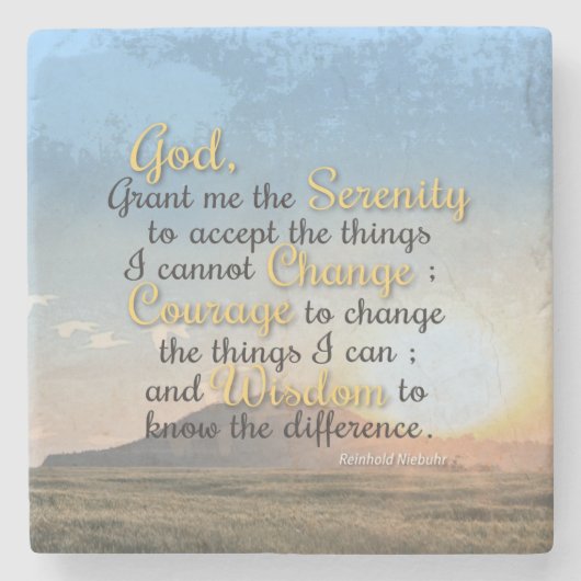 Sereniteit, moed en wijsheid stenen onderzetter (Voorkant)