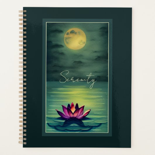 Sereniteit - Mooie Lotus Flower en Full Moon Planner (Voorkant)
