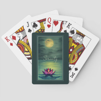 Sereniteit - Mooie Lotus Flower en Full Moon Pokerkaarten