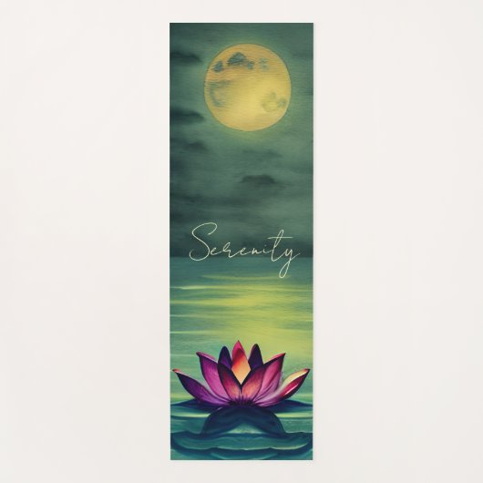 Sereniteit - Mooie Lotus Flower en Full Moon Yogamat (Voorkant)