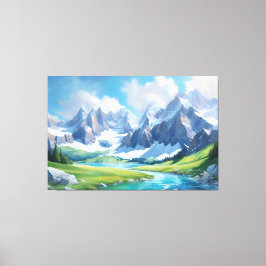 Sereniteit van de bergen Vreedzame Natuur Canvas Afdruk