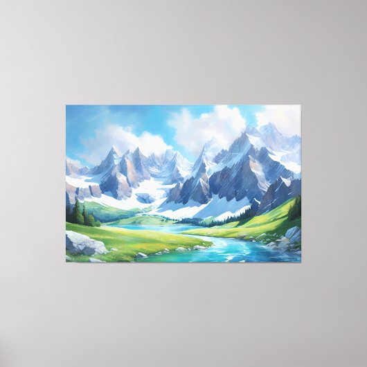 Sereniteit van de bergen Vreedzame Natuur Canvas Afdruk (Voorkant)