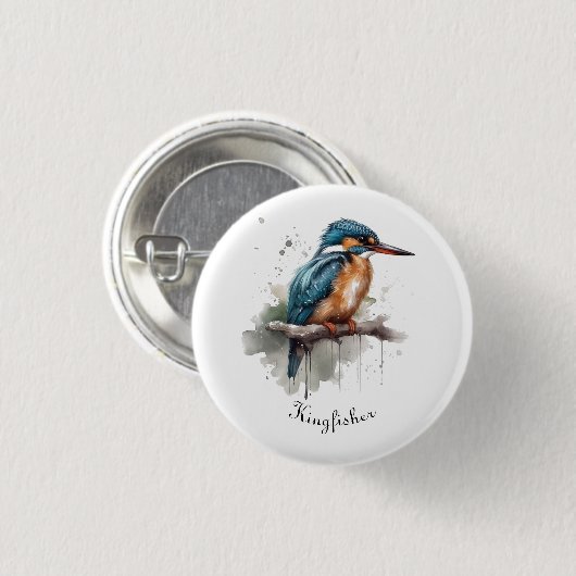 Sereniteit van de Kingfisher, aanpasbaar Ronde Button 3,2 Cm (Voorkant /achterkant)