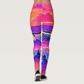 sereniteit van de retrogolf-zonsondergang leggings (Achterkant)