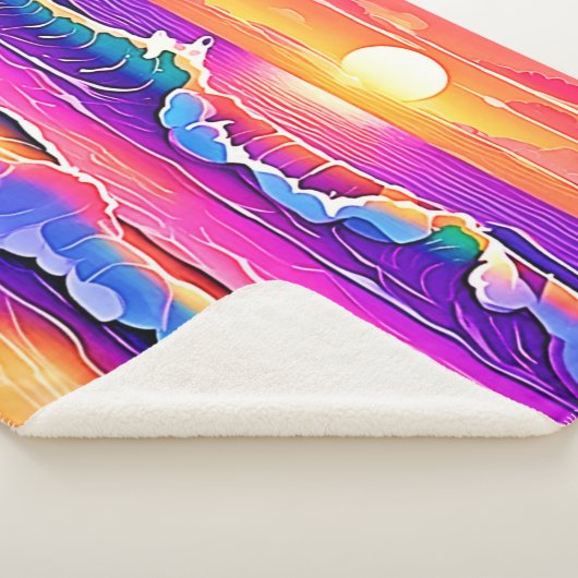 sereniteit van de retrogolf-zonsondergang sherpa deken (3/4)