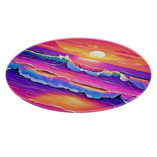 sereniteit van de retrogolf-zonsondergang snijplank (Hoek)