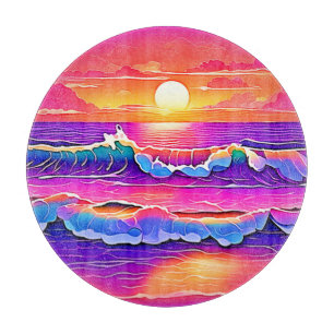 sereniteit van de retrogolf-zonsondergang snijplank