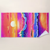 sereniteit van de retrogolf-zonsondergang strandlaken (Voorkant)