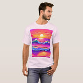 sereniteit van de retrogolf-zonsondergang t-shirt (Voorkant volledig)