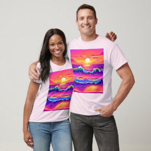 sereniteit van de retrogolf-zonsondergang t-shirt