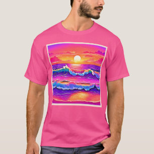 sereniteit van de retrogolf-zonsondergang t-shirt