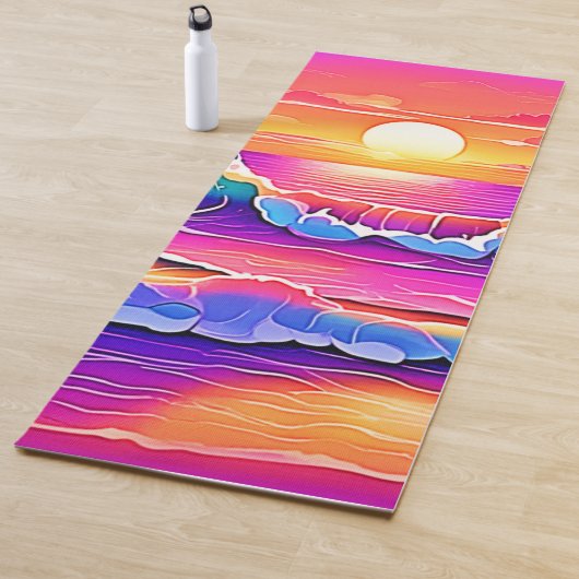 sereniteit van de retrogolf-zonsondergang yogamat (In situ)