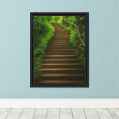 sereniteit van Forest Stair Pathway Canvas Afdruk (Insitu (Houten vloer))
