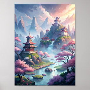 Sereniteit van het oude China: Misty Mountains en  Poster