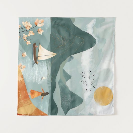 Sereniteit van het Zee Wandkleed (Voorkant (horizontaal))