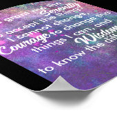 Sereniteitsgebed blauw en paarse waterverf kunst poster (Hoek)