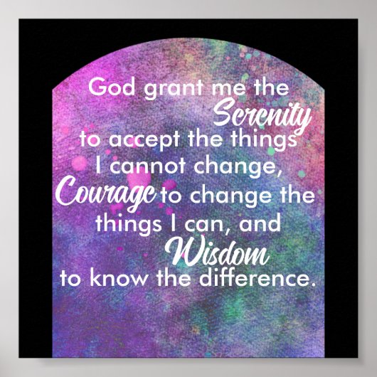 Sereniteitsgebed blauw en paarse waterverf kunst poster (Voorkant)