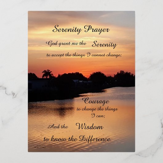 SERENITEITSGEBED FOLIE FEESTDAGEN BRIEFKAART (Voorkant)