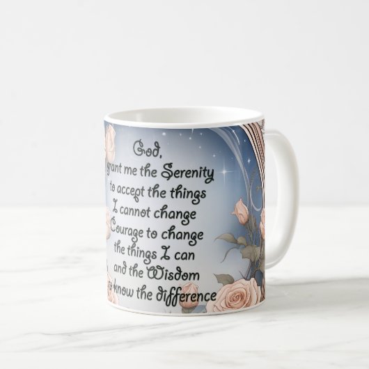 Sereniteitsgebed met bloemen en Lijst Koffiemok (Voorkant rechts)