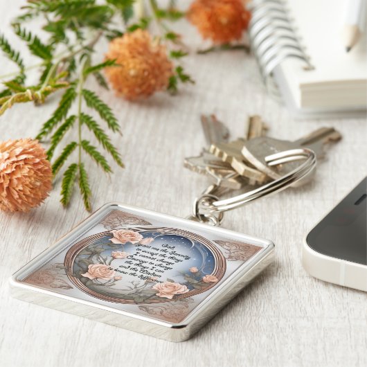 Sereniteitsgebed met bloemen en Lijst Sleutelhanger (Zijkant)