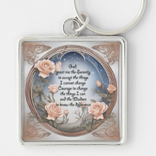 Sereniteitsgebed met bloemen en Lijst Sleutelhanger